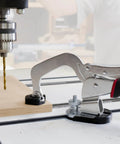 Universal T-Track Clamping System For Woodworking With Non Marring Base clamping wood near drill press