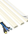 Straight Up Sturdy Beige Cord Hider And Wall Cable Cover Fits 2 To 3 Wires showing multiple pieces with wires fit inside.