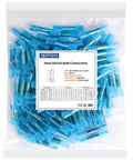 Heat shrink butt connectors, blue, 16-14 AWG, 100 pcs, waterproof marine wiring splices