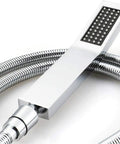 Top Shelf Wall Mounted Square Shower Head Pumping Out Serious High Pressure Power With Three Killer Spray Settings Crafted From Pure Lead Free Brass And Coated In A Scratch Resistant Silver Shell For A Straight Up Great Refresh, showcasing a sleek chrome finish and flexible hose.