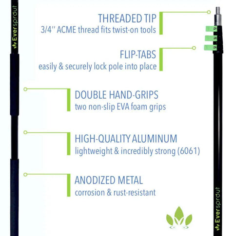 Smooth Telescoping Aluminum Extension Pole With Heavy Duty Utility Hook For Hanging Christmas Lights Bird Feeders And Tackling High Spots Without Breaking A Sweat Or Risking Ladder Falls