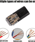 Easy Snap Double Wire Plug In Connectors With Locking Buckle for Strip Lights and DIY Projects, showing single, multi, and soft core wire use