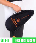 Carrying bag for Six Inch Measuring Wheel With No Fuss One Key Reset Telescopic Mechanical Distance Meter visible in hand.