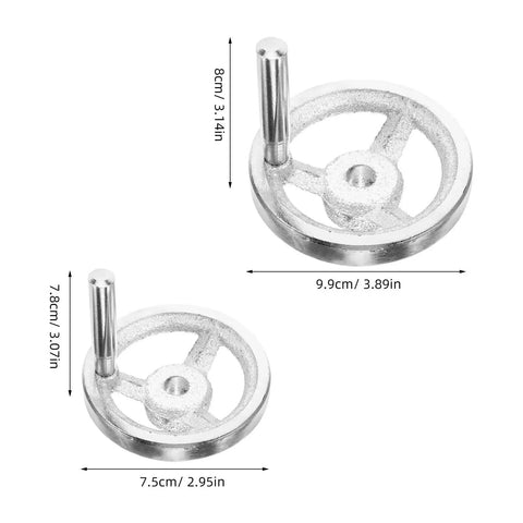 Pro Grade Ergonomic Lathe Hand Wheel Set, Carbon Steel, Chromed Finish, Square Edge Design, 2 Pack Reducing Hand Fatigue For Milling And Drilling Machines, Universal Fit For Long Run Sessions, 9.9cm wheel