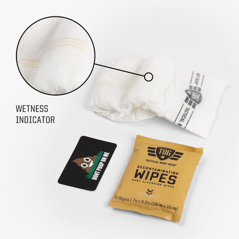 Emergency Diaper Kit For On The Go Parents, 3 Pack Disposable Changing Kits with wetness indicator diaper, wipes, card