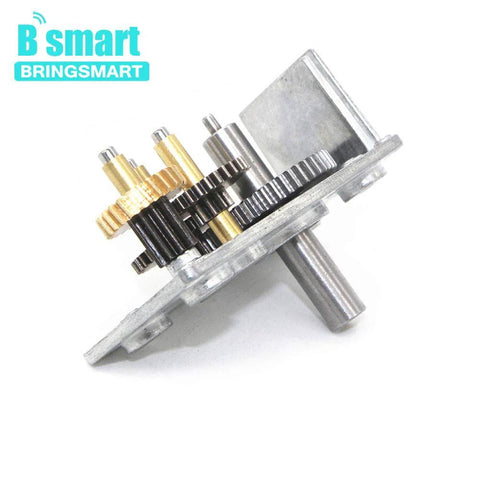 BRINGSMART JGY-370 12V worm gear motor, 10 rpm, metal gear train and output shaft (front view)