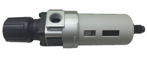 Heavy Duty Pneumatic Air Filter Regulator With Auto Drain And 40 Micron Element, 1/2 Inch Npt Fittings, Includes Pressure Gauge And Bracket, Built Like A Tank For Easy Plug And Play