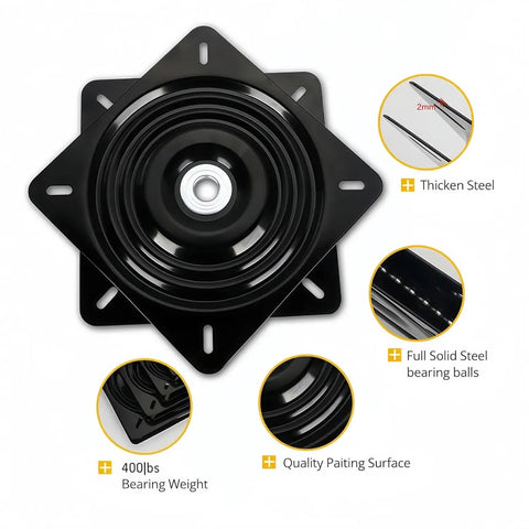 Heavy Duty 6 Inch Swivel Plate For Chairs And Bar Stools 360 Degree Spin With Solid Ring Of Ball Bearings 400 Pound Capacity