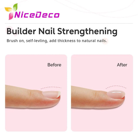 Before and after using All In One Rubber Base Gel For Nails 4 In 1 Base Coat Foundation Gel Nail Repair And Strengthener