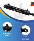 Two By Twelve Hydraulic Cylinder With 2 Inch Bore And 12 Inch Stroke Double Acting Welded Cross Tube SAE6 Ports 3500 PSI Rated Built Tough For Lifting And Pressing 9420 LB Load Capacity front view