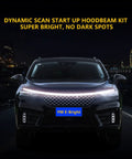 LED Hood Light Strip Exterior For Cars Waterproof Flexible DRL With Dynamic Scan Startup Hood Beam Kit on car front view