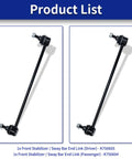 Sway Bar End Links Replacement Kit For Honda Civic 2012 2015 And Acura ILX 2013 2019 2 Pack K750604 K750605 Direct Fit Stabilizer Link Set For A Smoother Quieter Ride, front and rear view