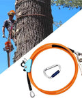2 Pack Steel Wire Core Flipline Kit 1/2 Inch By 8 Feet For Tree Climbing Lanyard with arborist using gear on tree