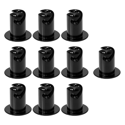 Black aluminum DZUS fasteners with oval button heads, 0.500 in grip, 7/16 in shank; turn-quarter style, 12-pack