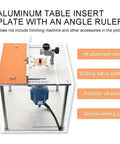 Rock Solid Aluminum Router Table Insert With Easy Peasy Flip Miter Guide For Solid Wood Milling And Rip Through Precise Cuts On Any Custom Workbench Board Station - Aluminum table insert with angle ruler showcasing precise design.