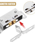 Stainless Steel Ball Door Catch Latch Silver Finish Pack Of Ten Pairs With Adjustable Spring Tension And Noise Reduction