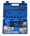 Pro Rivet Nut Tool Kit 13 Inch Set With 11 Metric And SAE Mandrels 150 Piece Rivnut Assortment Kit in blue carrying case