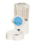 Automatic Pet Water Dispenser And Food Feeder Combo With Leakproof Wide Mouth Jar Easy Screw Mount For Cages keeps your furkids fully quenched all day long, clear water bottle with blue cap.
