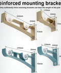 Heavy Duty Curtain Rod Set With Aluminum Alloy Brackets And Rings, Wall Mounted Drapery Rod For Sliding Doors, No Snag Glide, Patio, Living Room Or Bedroom, Smooth Glide Track System, Gold Finish, 4.9 Ft reinforced brackets with size measurements