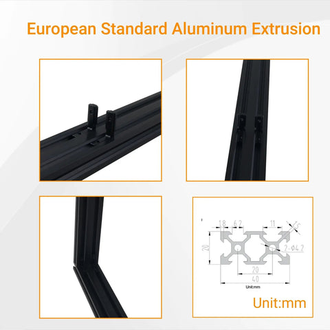 2 Pack 400mm 2040 V Slot Aluminum Extrusion European Standard Anodized Black Profile With Accessories For 3D Printer And CNC Building Kit Includes L Shaped Corner Connectors 50 T Nuts And Wrench Beefed Up 6063 T5, black V-slot extrusion section