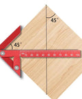 Red Aluminum Alloy Center Positioning Ruler Pro Grade For 45 90 Degree Right Angles And Centerline Marking High Precision Metric Arrow Tool Multi Function Layout Guide For Accurate Scribing Durable Anodized And Wear Resistant Construction, 150mm
