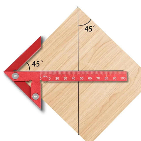 Red Aluminum Alloy Center Positioning Ruler Pro Grade For 45 90 Degree Right Angles And Centerline Marking High Precision Metric Arrow Tool Multi Function Layout Guide For Accurate Scribing Durable Anodized And Wear Resistant Construction, 150mm