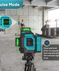 Go-To 3x360 Green Laser Level With 12 Lines, Self-Leveling 3D Cross Lines For Construction And Picture Hanging in use on construction site