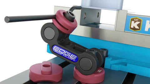 Premium Quality Low Profile Workstop For Vise Jaws mounted on a CNC mill with clear alignment features.