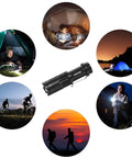 Ultra Bright Mini LED Flashlight Pen Style 5 Pack, Pocket Sized Adjustable Focus Zoomable Handheld Flashlights, 300 Lumens in outdoor use