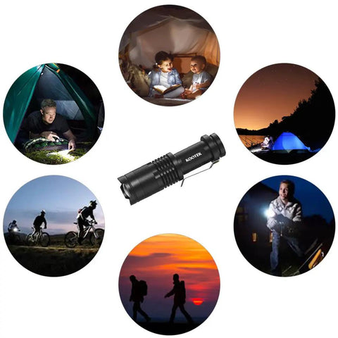 Ultra Bright Mini LED Flashlight Pen Style 5 Pack, Pocket Sized Adjustable Focus Zoomable Handheld Flashlights, 300 Lumens in outdoor use