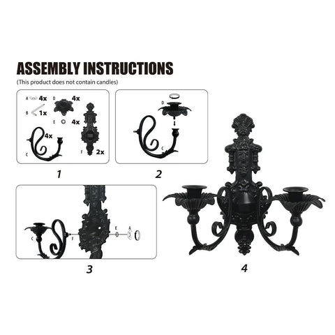 Assembly instructions for Premium Black And Gold Metal Candle Sconces Set Of Two, Gothic Wall Decor for Living Room.