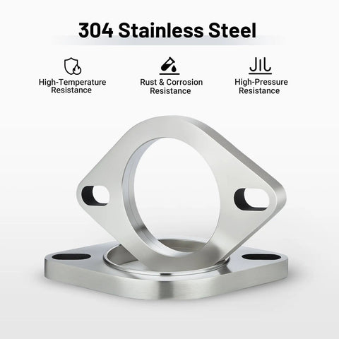 Shop Rated Road Ready 3 Inch 2 Bolt Exhaust Flange Connection Kit Forged From Tough 304 Stainless Steel With Complete Gasket Fastener Bundle For Custom Rides, showing stainless steel flange.