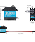 Front view of ZOSKAY 35kg blue coreless digital servo with metal gear