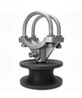 Heavy Duty Nylon Cantilever Sliding Gate Roller For Four Inch Posts And Two And Three Eighths Or Two And A Half Inch Chain Link Frames High Load Capacity Over Four Thousand Pounds Durable Cantilever Gate Hardware Single Roller close-up view.