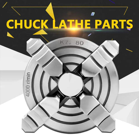 Heavy Duty 4 Jaw Independent Lathe Chuck With 3 Inch Reversible Jaws, showing precision grip features and durable construction.
