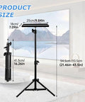 Rugged Heavy Duty Projector Stand Tripod With Adjustable 21 To 44 Inch Pole And 9.8 By 7 Inch Tray, demonstrated in living room.