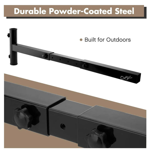 Hitch Mount Umbrella Holder for Tailgating and Travel, Adjustable 31 to 41 Inches, Fits 1.5 to 2 Inch Poles, Durable Steel