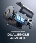Exploded view of Dual USB C Car Charger 90W Fast Charge With 45W Per Port Across Two USB C Ports PD 3.0 QC 3.0.