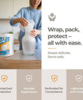 Person using 12 Inch Wide Bubble Cushioning Wrap Roll For Packing And Moving, 175 Feet Long, Perforated Every 12 Inches, Clear