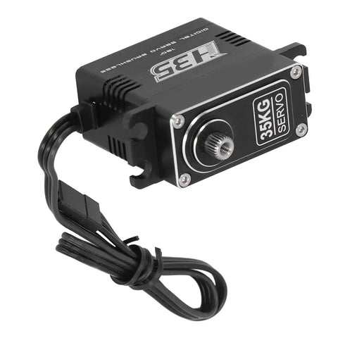 Hella Precise 35kg Digital Servo Motor With Rock Solid Metal Gears For RC Cars Drones And Robot Builds Featuring High Torque Output and Smooth 180 Degree Rotation Built Tough To Crush Any Load, showing product from top angle.