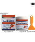 Wall Repair Paste Kit 150g Quick Dry Putty Adhesive With Scraper and packaging dimensions displayed