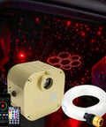 Bluetooth App Controlled 16W Twinkle Fiber Optic Star Ceiling Lighting Kit With 550 Strands displayed in a car interior