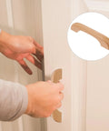 Beef Up Your Cabinets With Beech Wood Door Pulls And Drawer Handles, 96mm, showing installation on a cabinet door, hands visible.