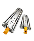 Heavy Duty Three Section Full Extension Drawer Slides 38 Inch Pair Built Tough With Double Springs And Ball Bearings in silver with yellow guide.