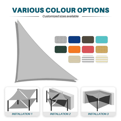 Various color options for 8 By 8 By 11 Foot Triangle Sun Shade Sail Canopy For Outdoor Patio Backyard Deck Garden Brown Durable