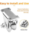 Two Pack V Groove Wheel Pulley Blocks 1.26 Inch Stainless Steel Silent Pulley Rock Solid Gate Rollers With Duplex Bearing, side view.