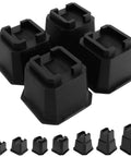 4 Inch Bed Risers Heavy Duty Furniture Elevation Set Of 4 Elevates Beds Tables Couches With Anti Slip Pads For Caster Wheels Or Posts Up To 6000 Lbs Black shown from side view