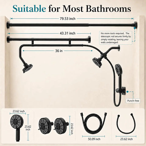 Triple Shower Head System With Handheld Goes Hard On Pressure Adjustable Dual Heads For Tubs Built Tough No Sweat Setup Zero Drip Design Straight Up Solid Bathroom Upgrade