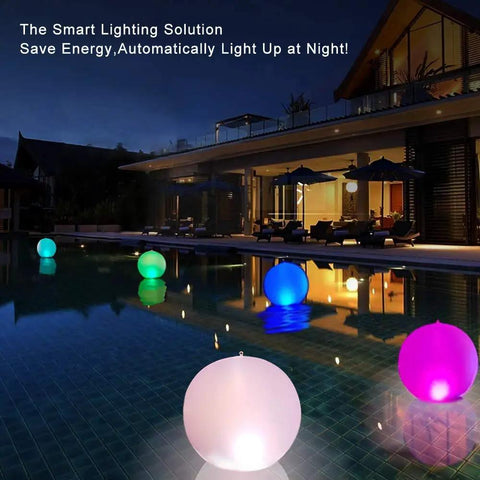 Inflatable Solar Floating Pool Lights Glow Globes 14 Inch Waterproof IP68 LED Lit Color Changing Night Lights for Pool Beach