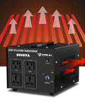 Beast 5000 Watt Voltage Converter Transformer for Home and Travel, heavy duty step up and step down, black unit with arrows